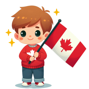 children with flag canada day