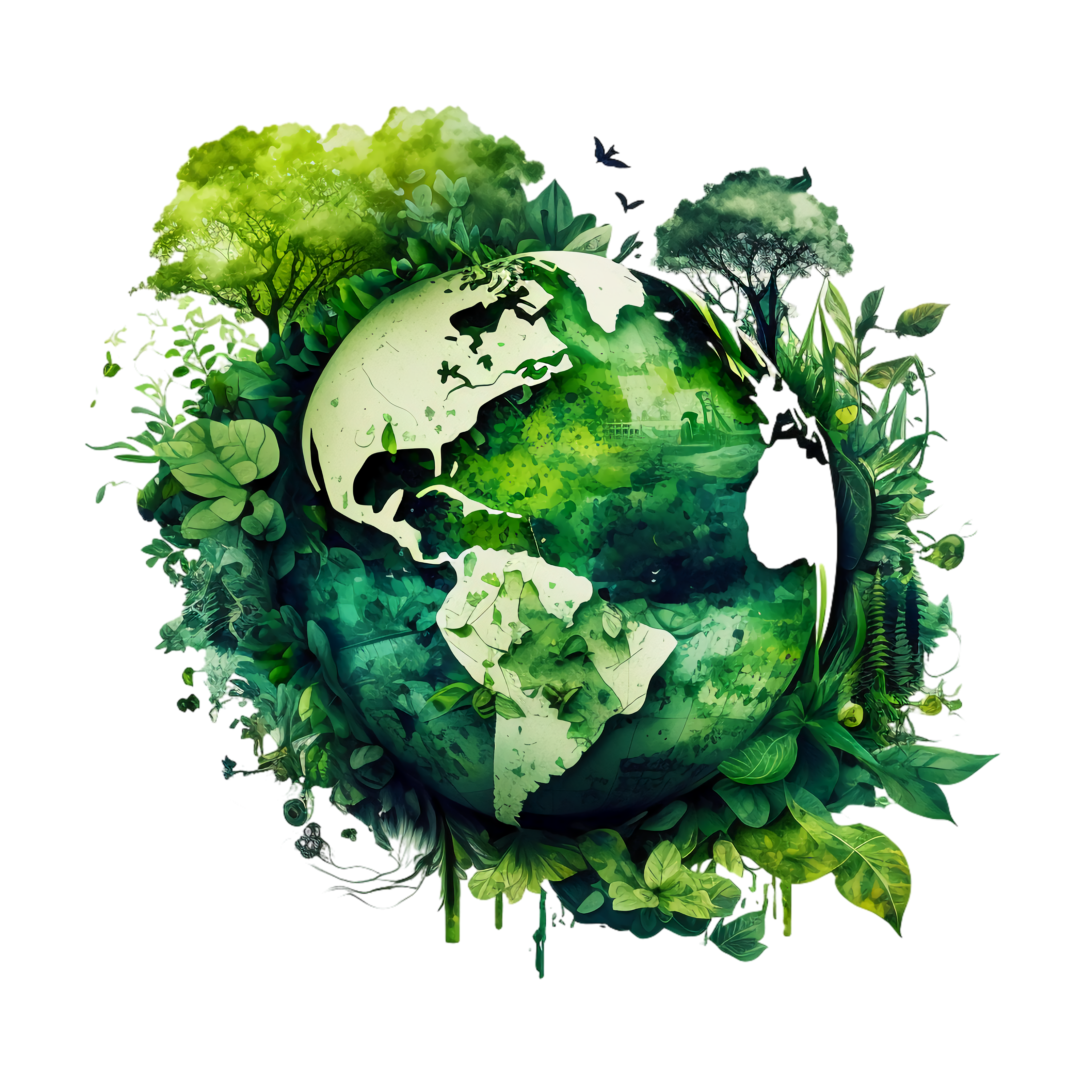 Earth with Lush Plants Illustration