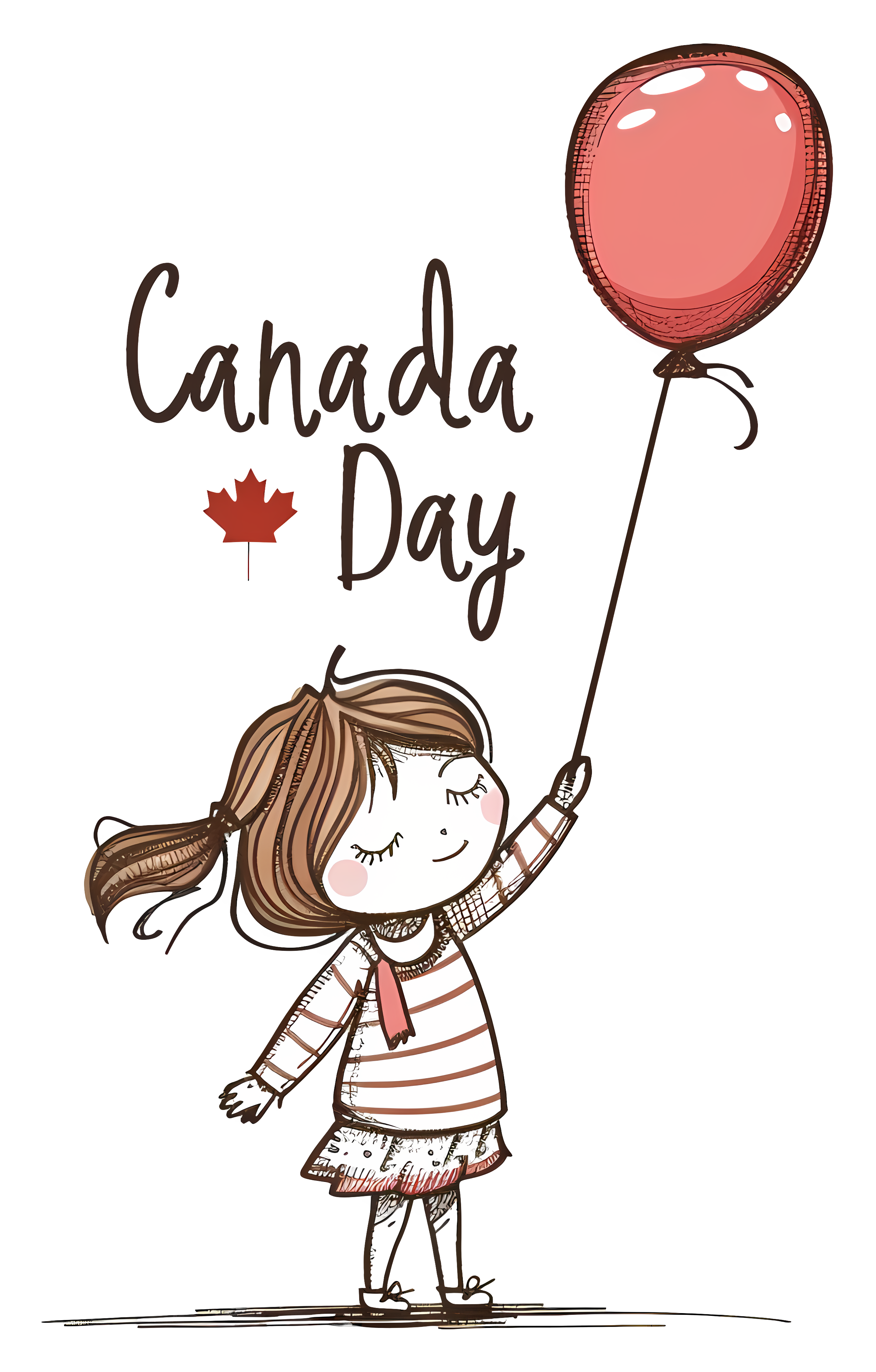 Girl Celebrating Canada Day With Balloon