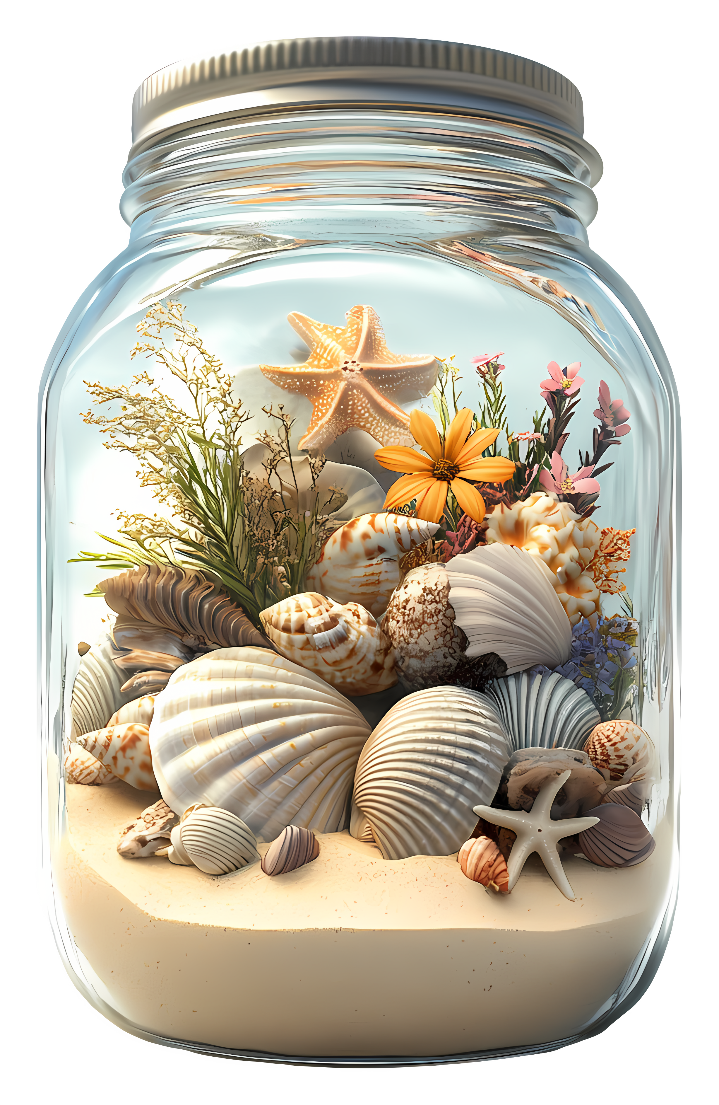 Seashell Collection in Jar