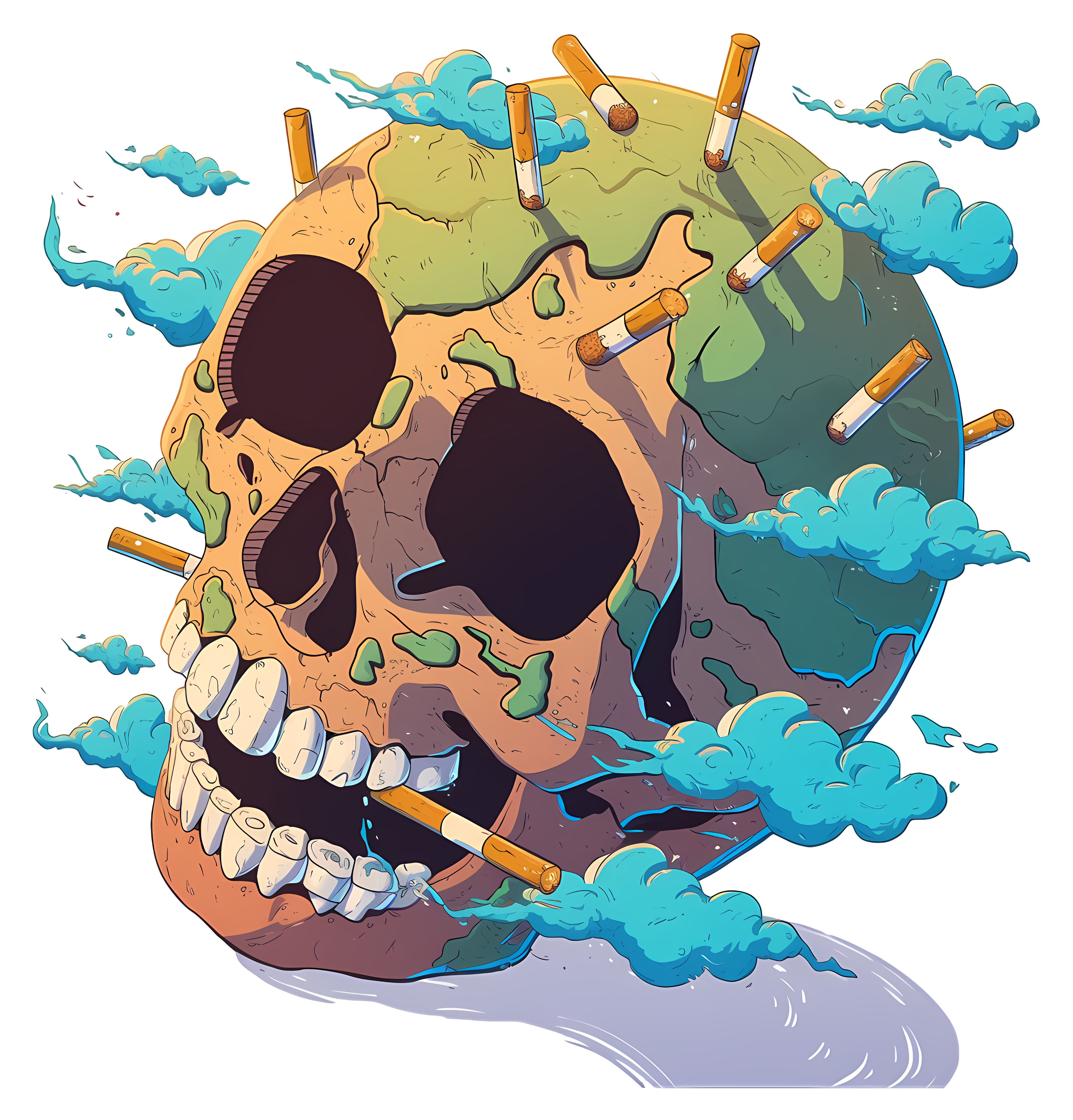 Skull with Cigarettes Illustration