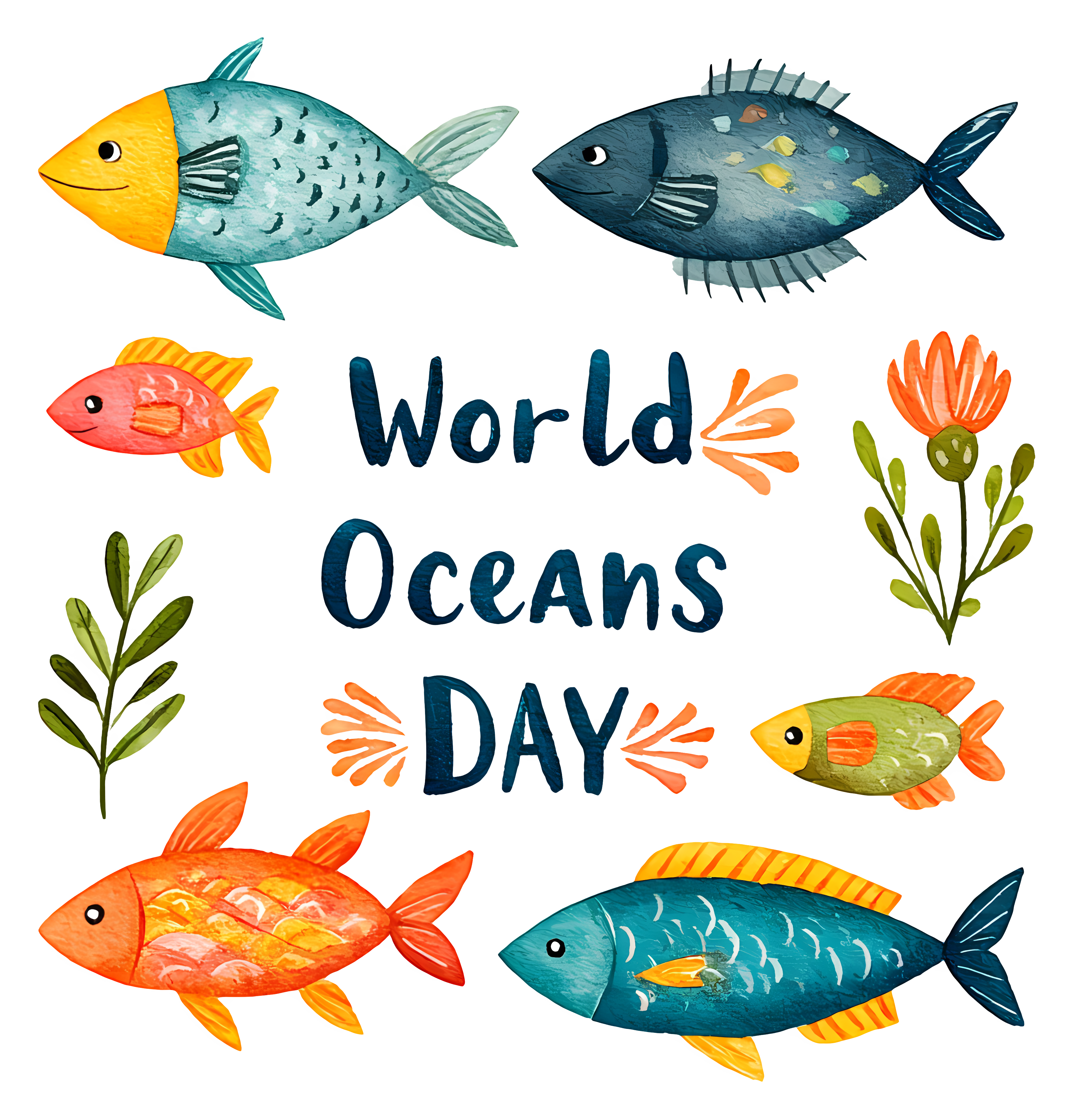 World Oceans Day with Various Fish