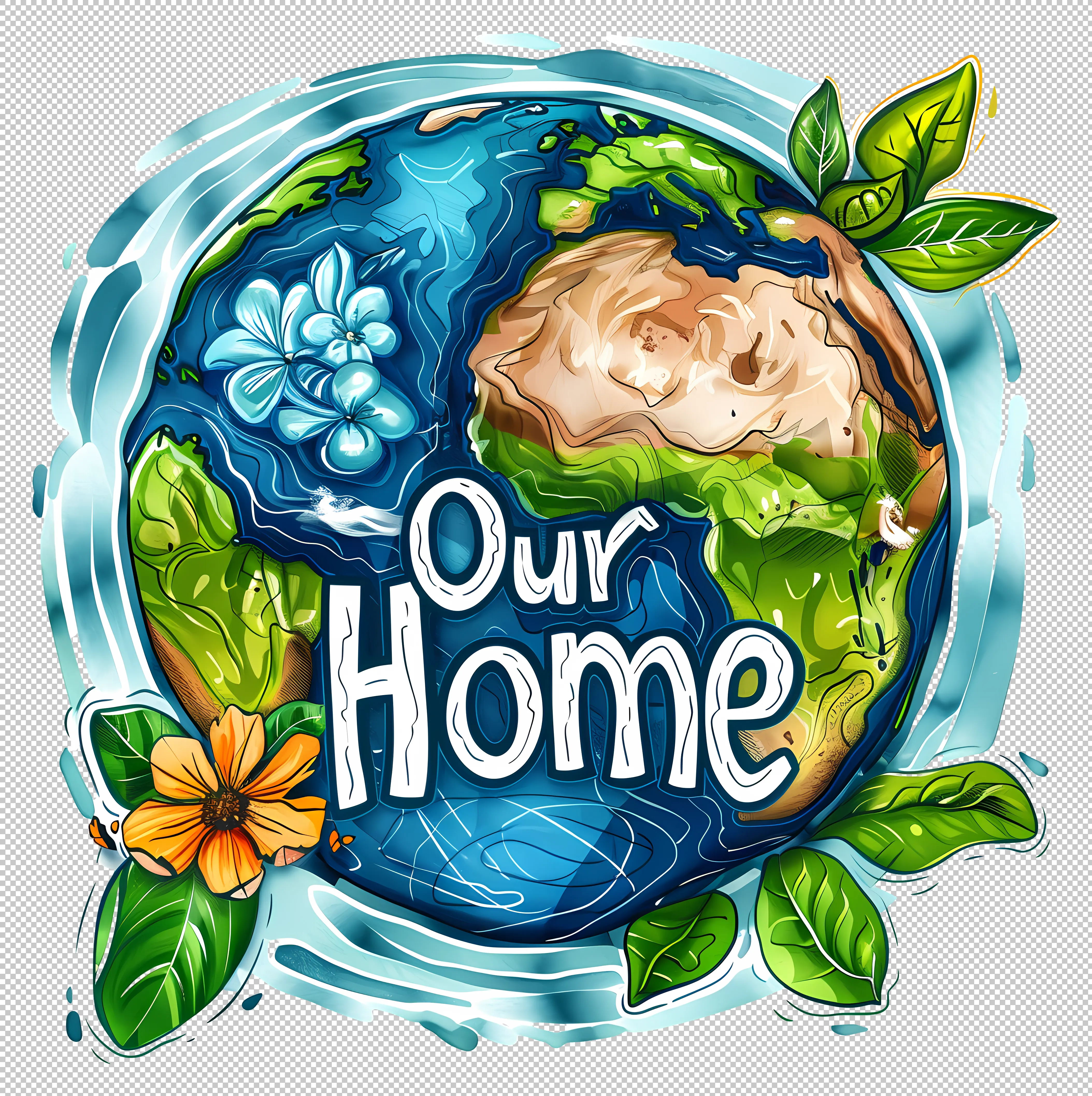 Earth with 'Our Home' Banner environment day - Transparent PNG Free Download