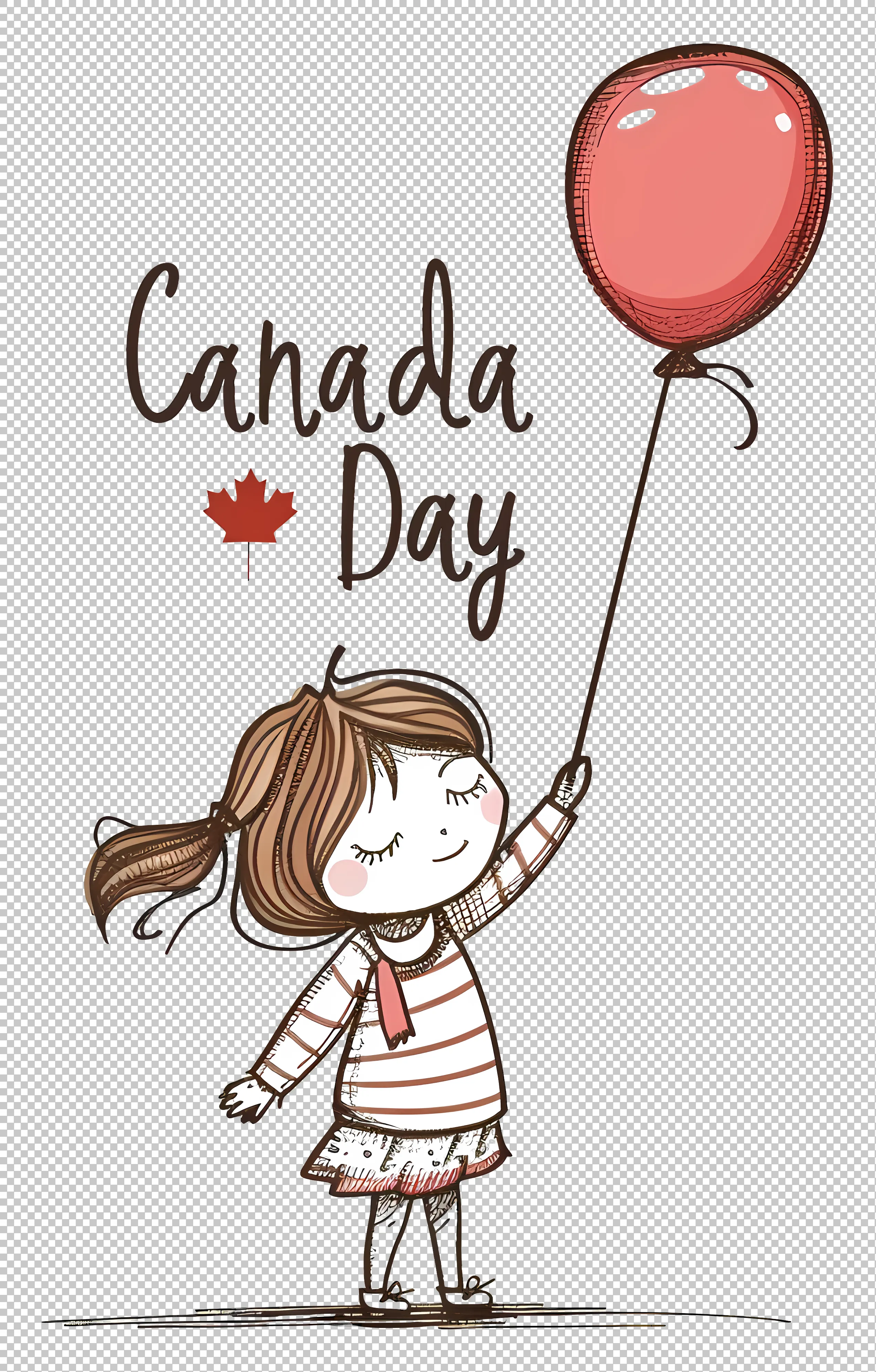 Girl Celebrating Canada Day With Balloon