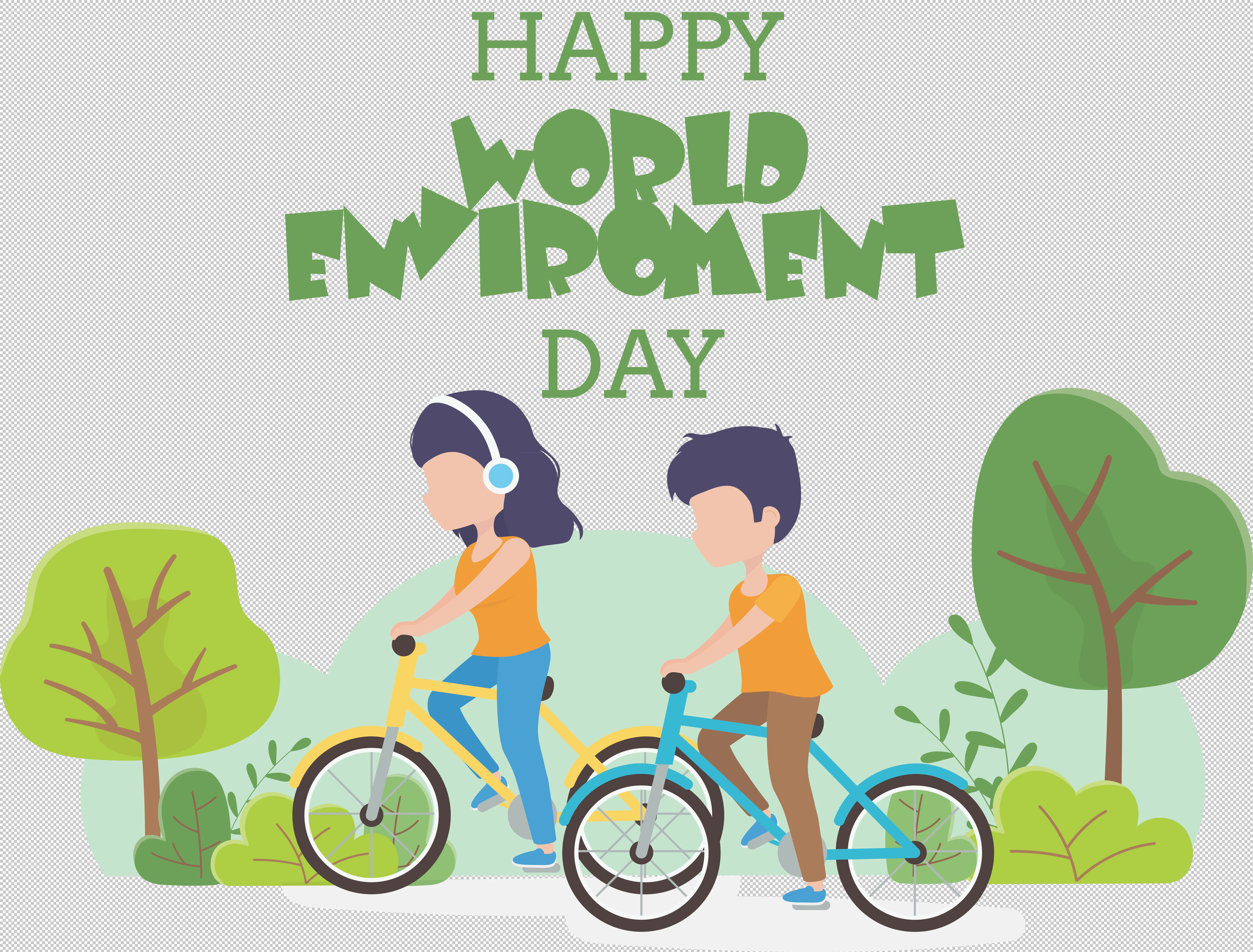 Happy World Environment Day Cycling - Transparent PNG Free Download