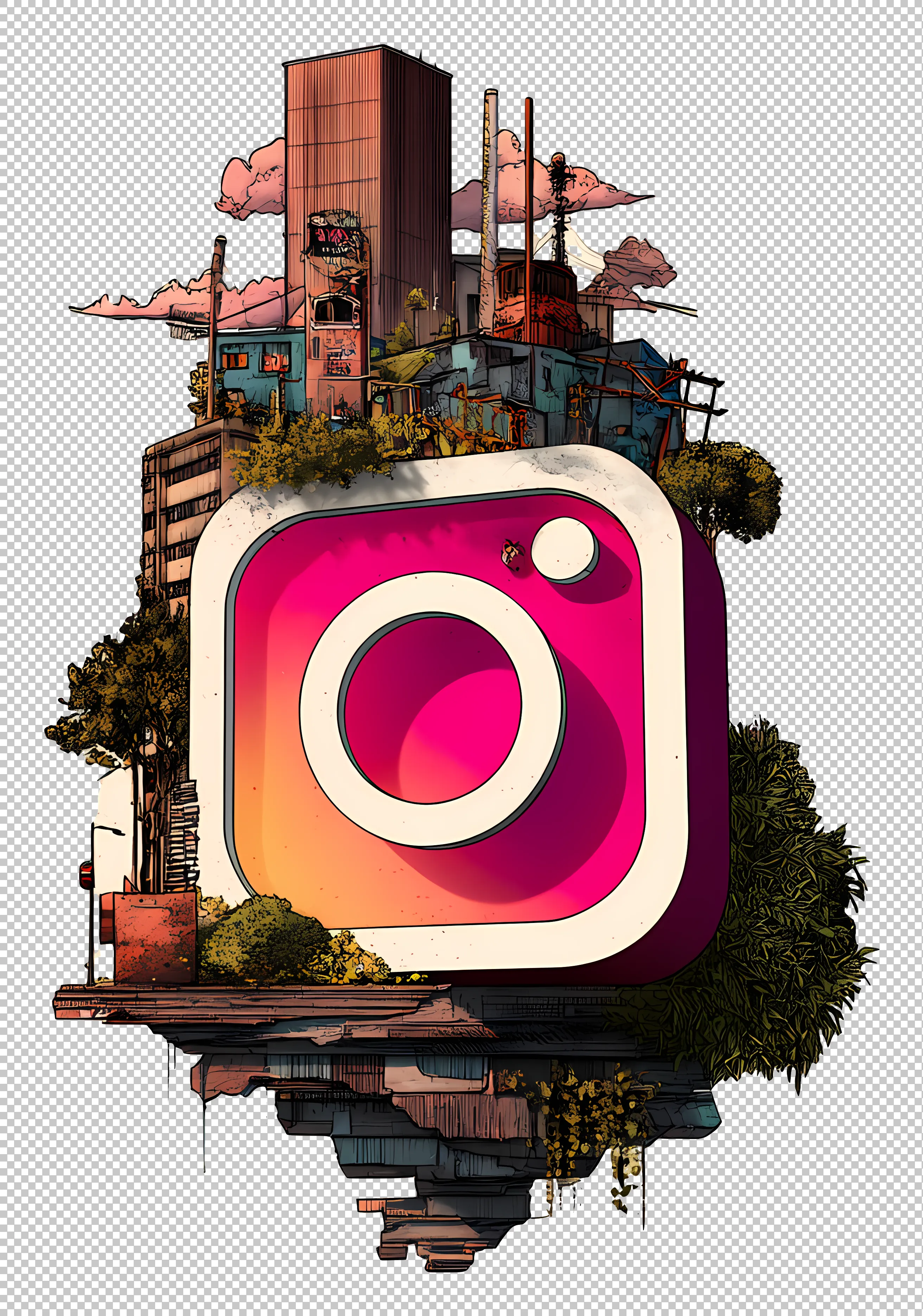 Instagram Logo with Urban Background
