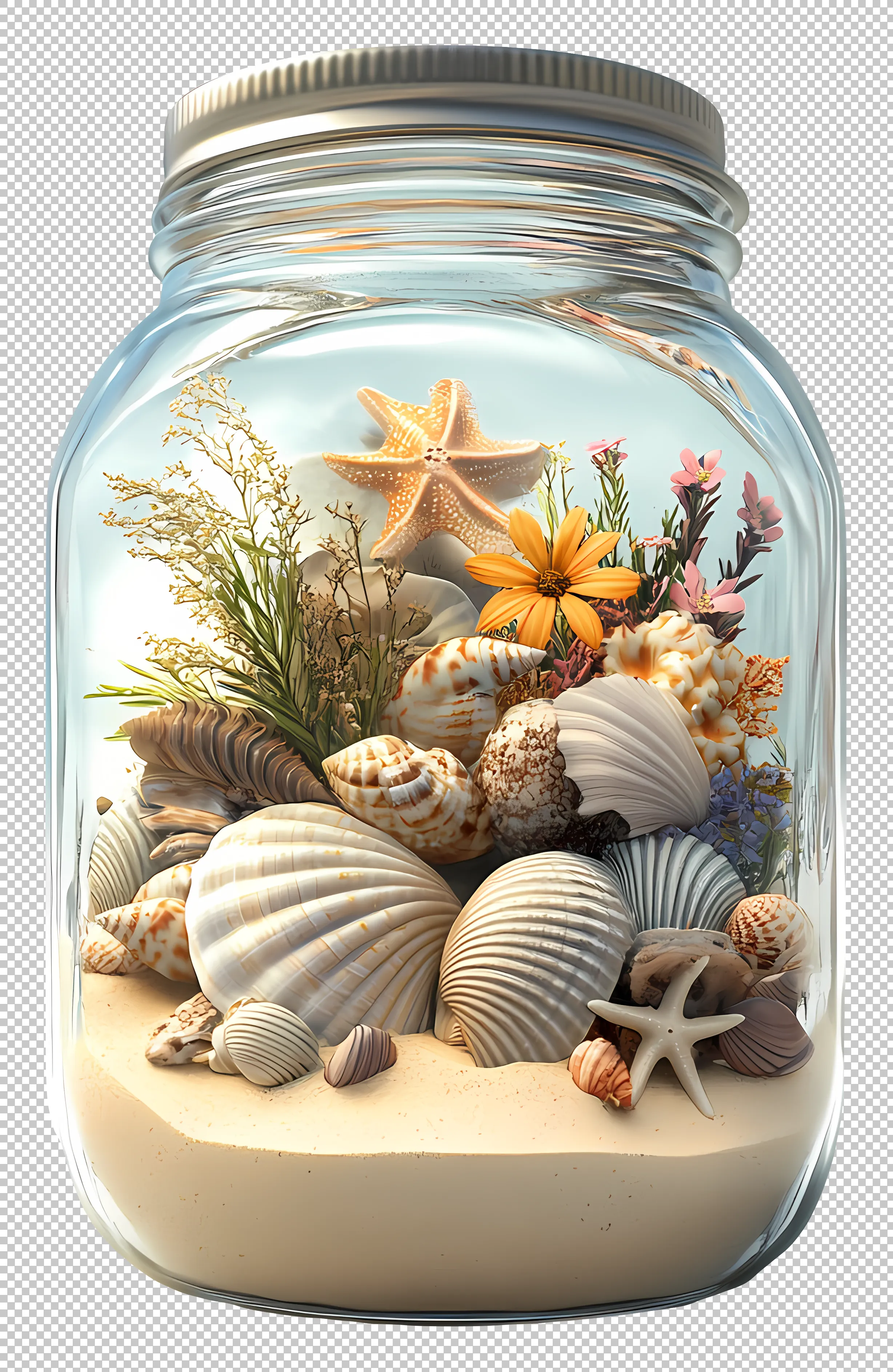 Seashell Collection in Jar