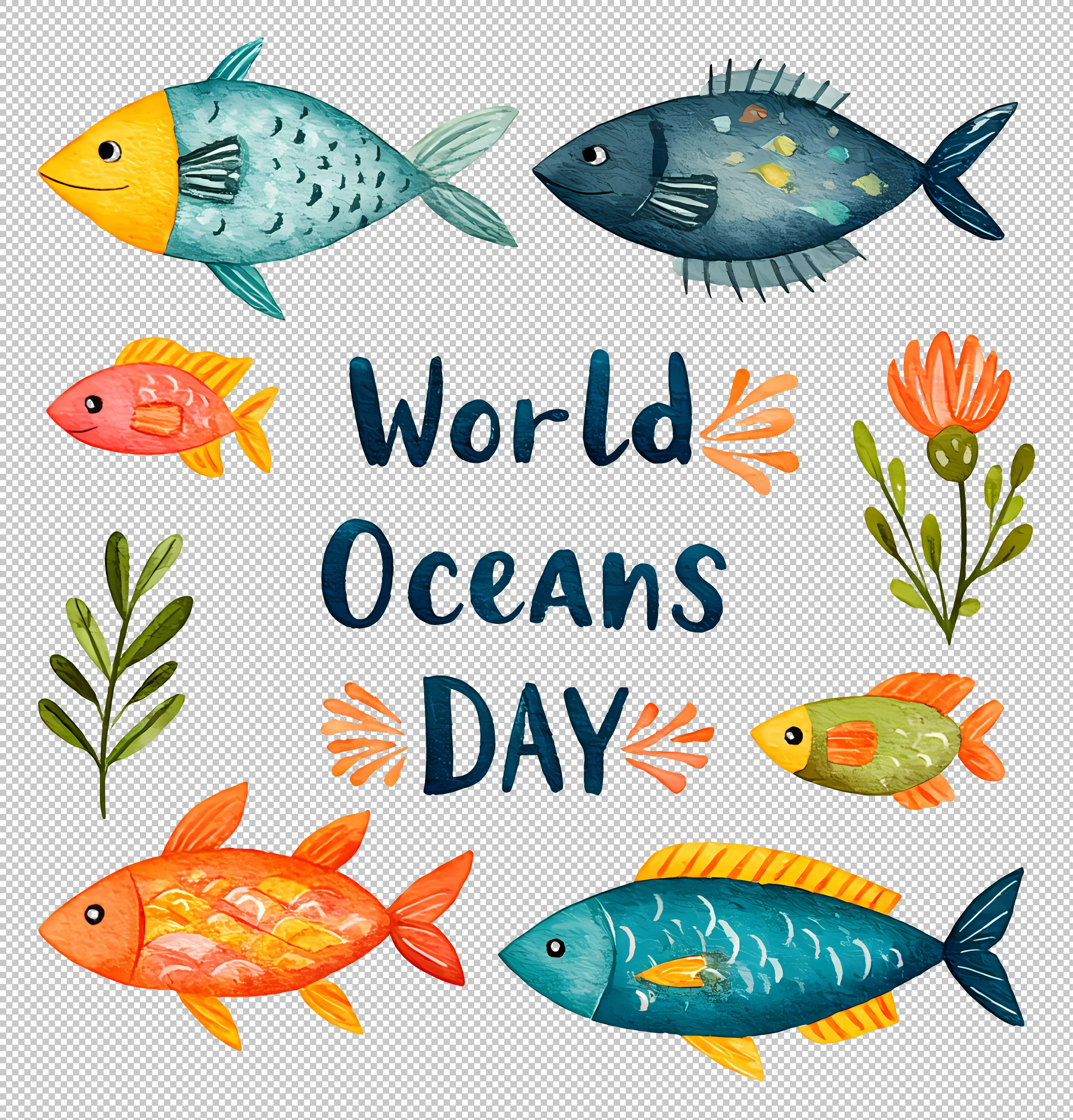 World Oceans Day with Various Fish